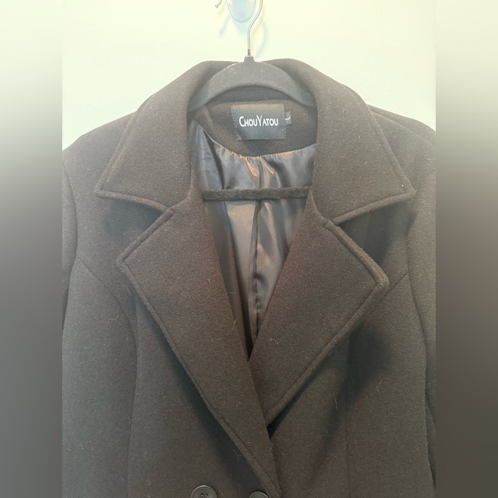 NWOT Chouyatou Wool Blend Over Coat‎ in Black. Size L - Picture 6 of 10